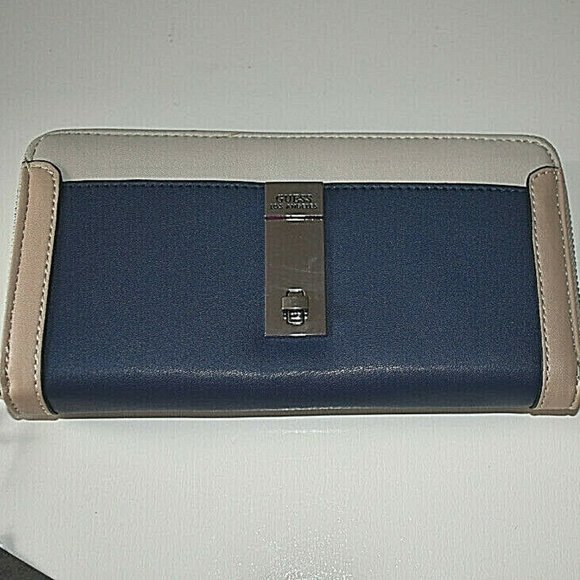 Guess Womens Wallet Full Zip Navy - Picture 1 of 5